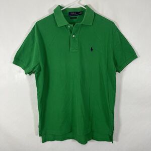 Polo Ralph Lauren Classic Fit Polo Shirt Mens Size Medium Bright Green Navy Pony